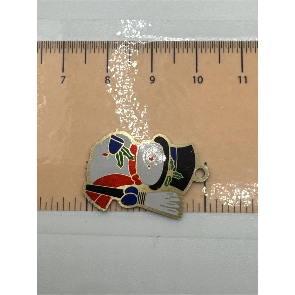 Vintage Christmas Pin‎ And Charms - Snowman Tree Stocking